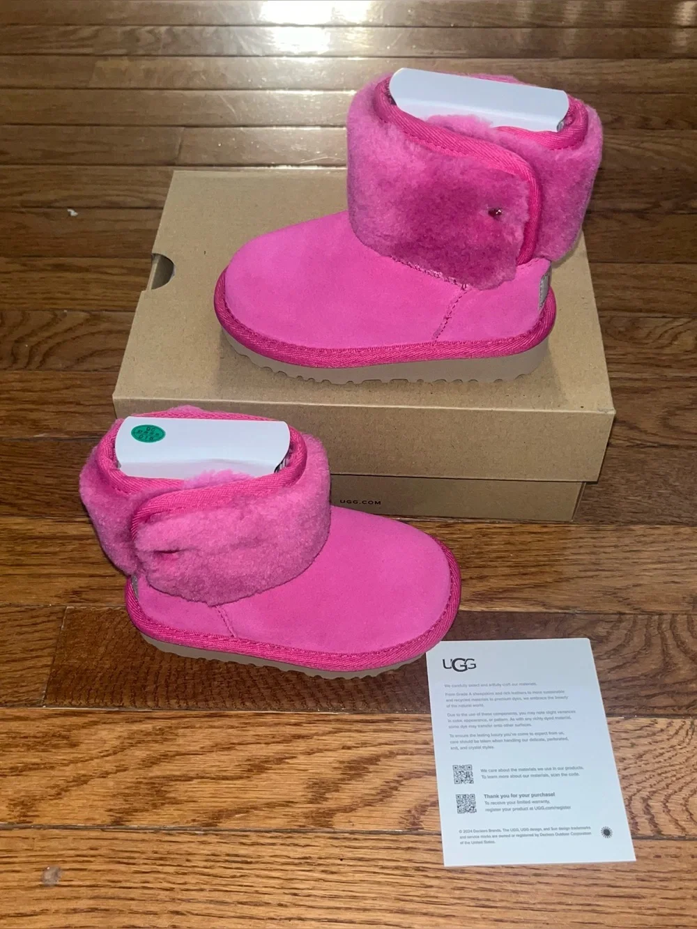 UGG Kids Classic Joan Luxury Winter Boot Dark Peony Pink Baby Girl Walker Size 6